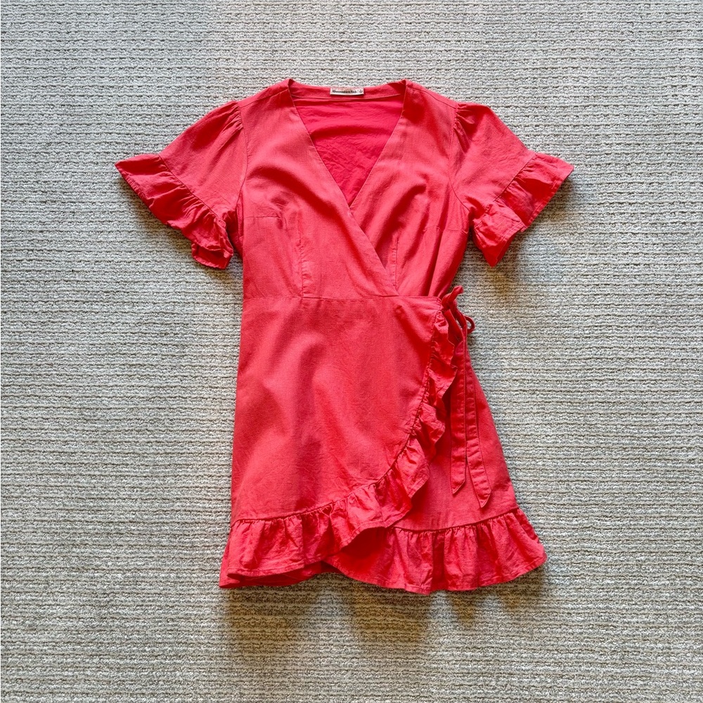 Abercrombie & Fitch Angel Sleeve Linen Wrap dress, size L